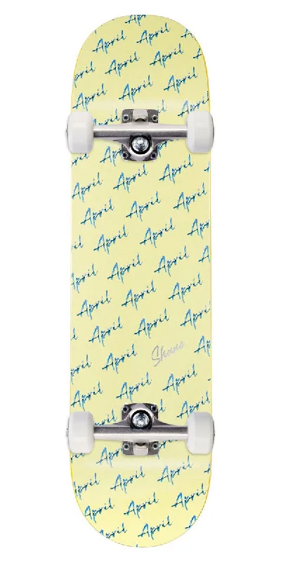 April Shane Script Logo Skateboard Complete - Yellow - 8.125"