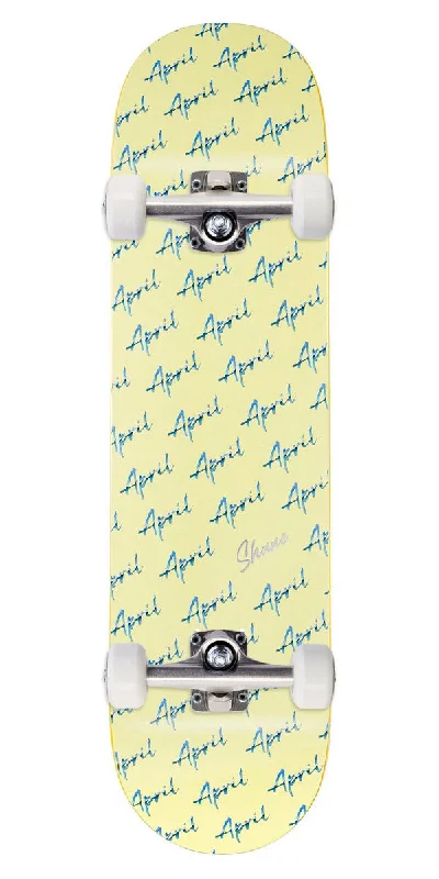 April Shane Script Logo Skateboard Complete - Yellow - 8.50"