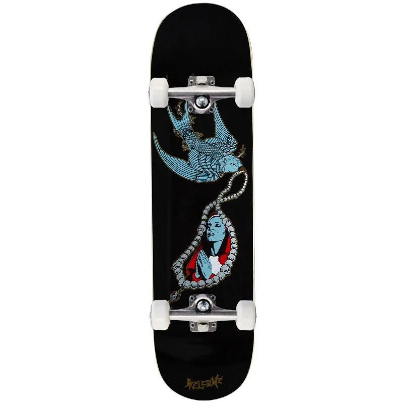 Welcome Rosary On A Popsicle Skateboard Complete - Black/Gold Foil - 8.00"