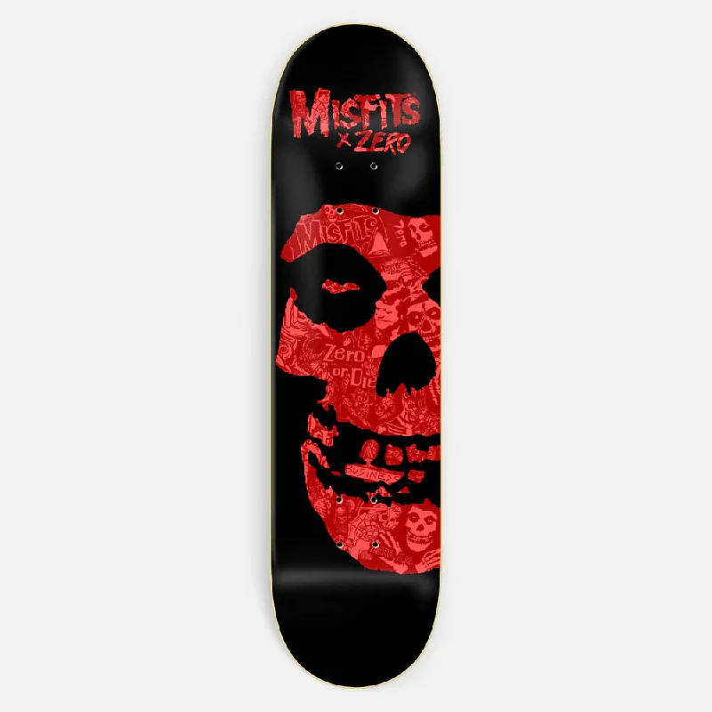 Zero Skateboards - 8.5" Misfits Fiend Skull Collage Skateboard Deck - Black / Red